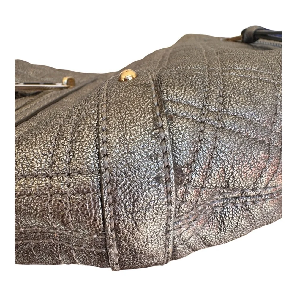 Authentic Marc Jacobs Metallic Bronze Quilted Leather Banana Hobo Bag - Picture 10 of 11